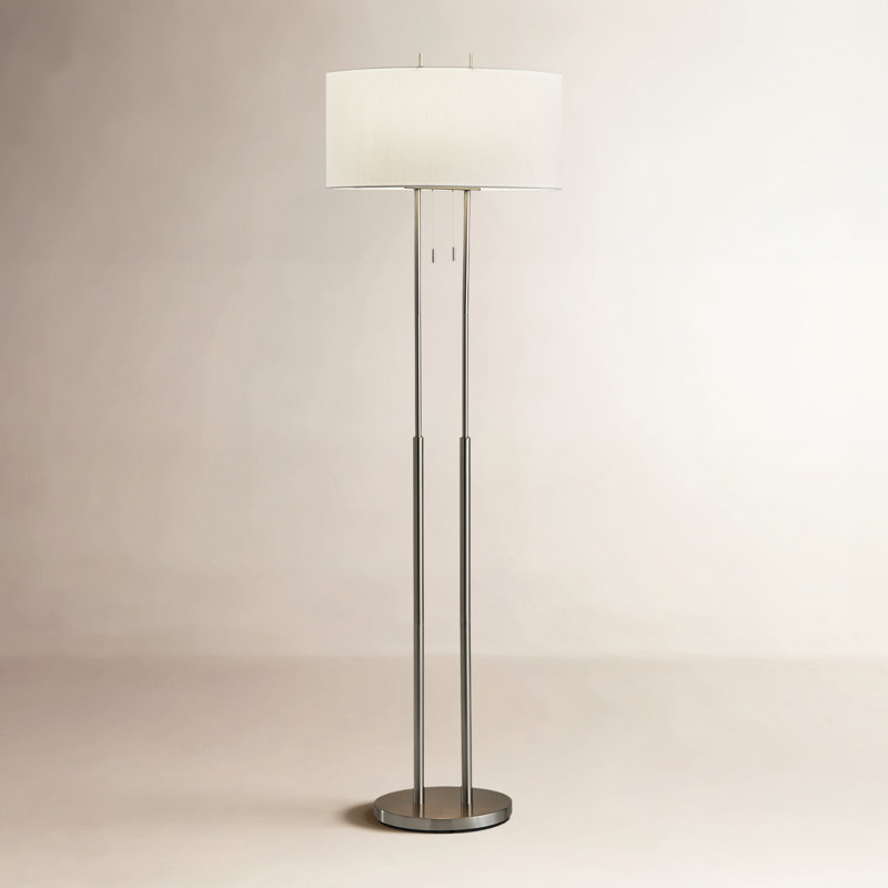 Baskett Amarilla 62" Floor Lamp, Satin Steel