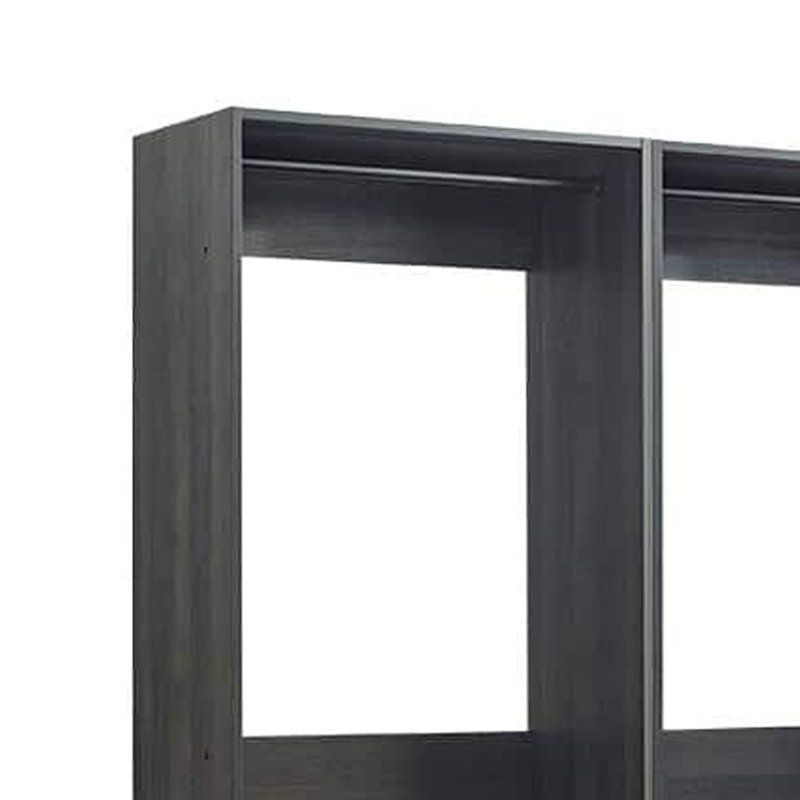Dee Modular Closet System, 10 Shelf, 3 Hanging Rods, Gray Wood Finish