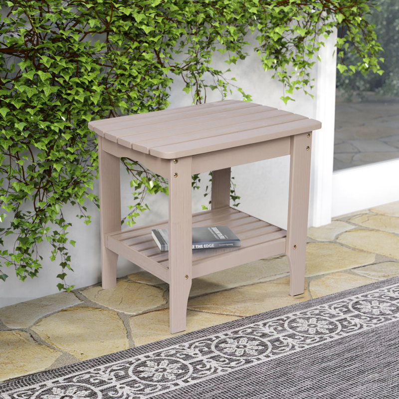 Endymion Rectangular Cedar Outdoor Side Table , 24'' in. W 19'' in. D, Gray Stone