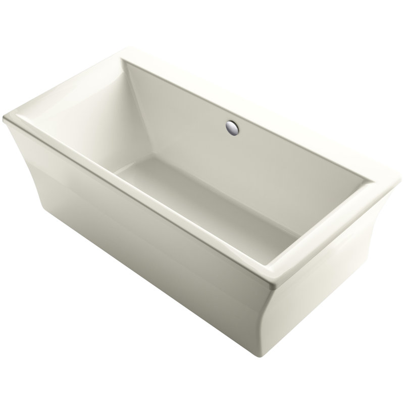 Stargaze® Freestanding 72" x 36" Soaking Bathtub, Biscuit