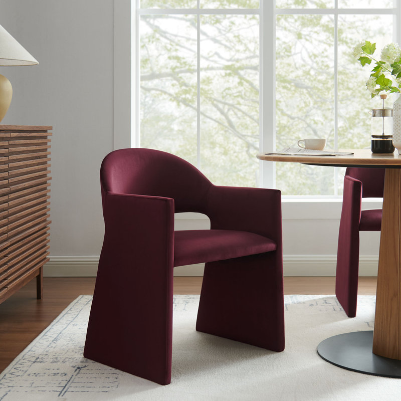 Talia Performance Velvet Dining Armchair, Mulberry
