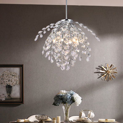 Lustre en chrome 8 lumières avec détails en cristal Rea