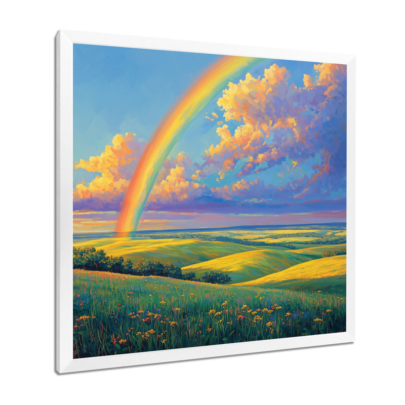 Giel Rainbow Over The Windy Plains I - art mural arc-en-ciel pour le salon, H 16 po x l 16 po, Blanc