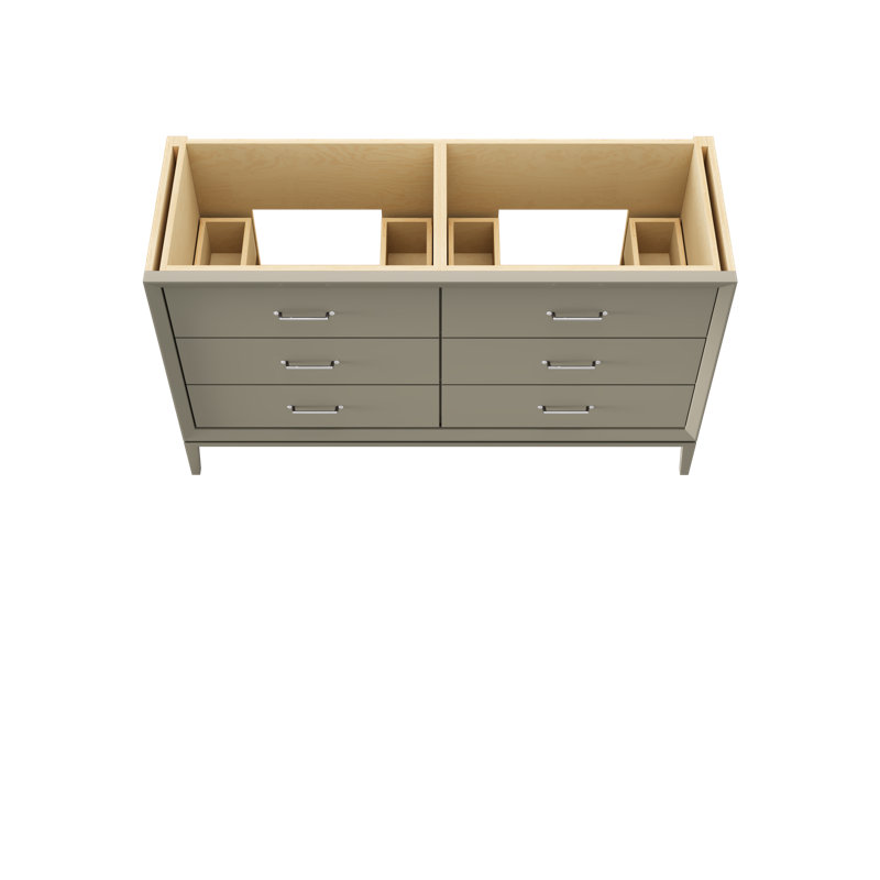 Alexandra Double Drawer Bath Vanity, French Olive, 60", Polished Chrome