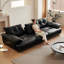 Canapé modulaire noir en similicuir-881798206