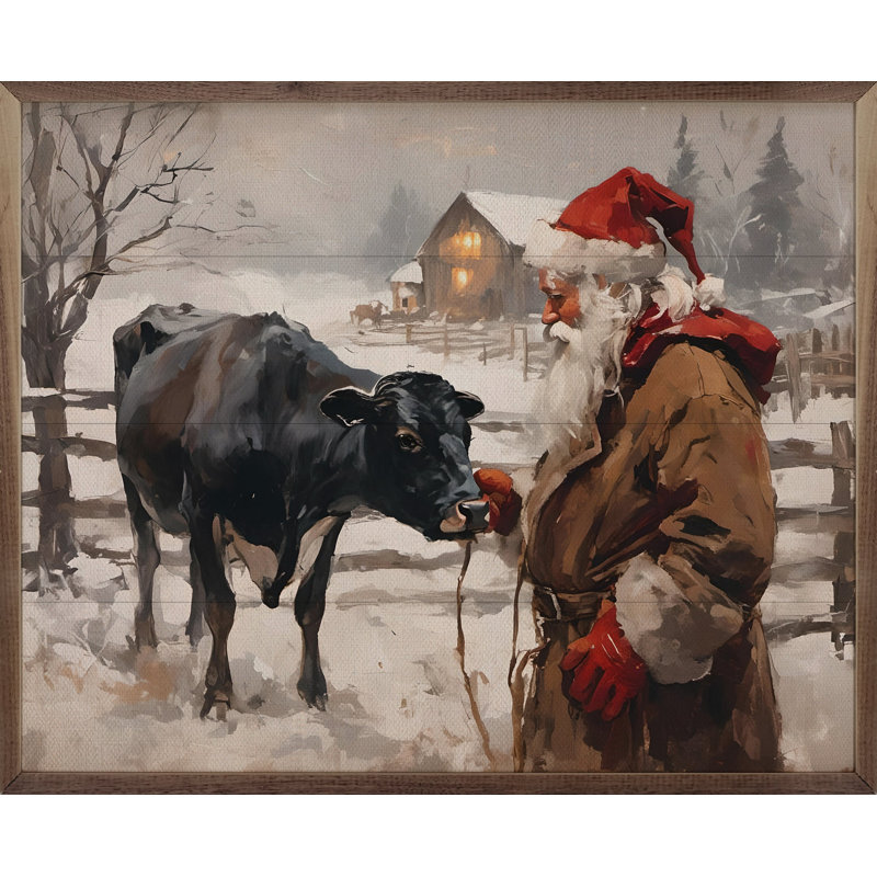 Vache et père Noël, H 8 po x l 10 po