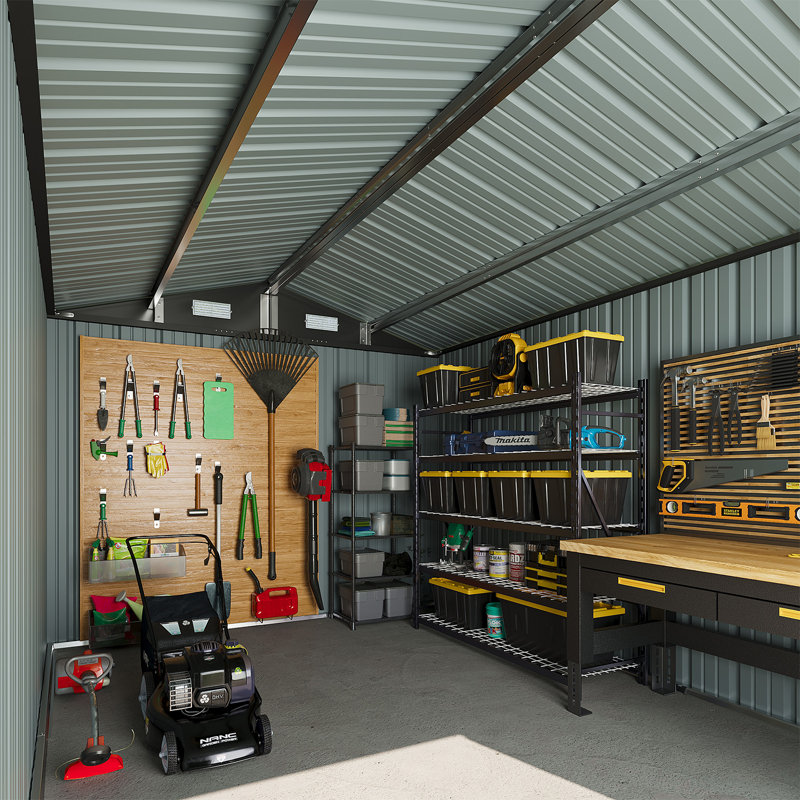 Large Outdoor Metal Storage Shed, 8 Ft. W X 12 Ft. D