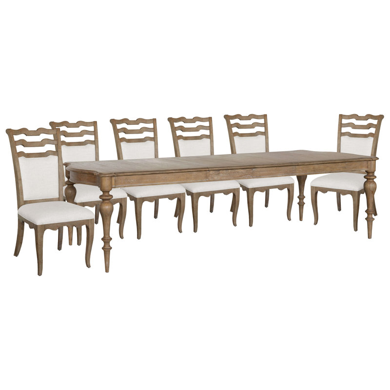 Jacquenette Leg Dining Table With 6 Side Chairs, 7 Pcs: Table, 6 Chairs