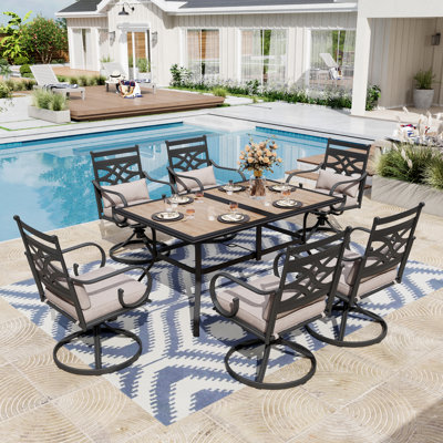 Alyah 6 - Person Patio Dining Set with Rectangular Table