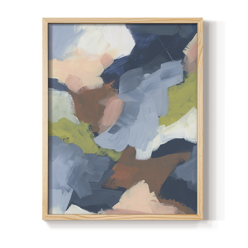 «Soft Indigo Atmosphere II», reproduction encadrée - bois massif, H 11 po x l 9 po