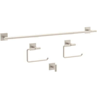 Nash 4-Piece Bath Hardware Set 18" Towel Bar w/ Extender Toilet Paper Holder Towel Holder Towel Hook