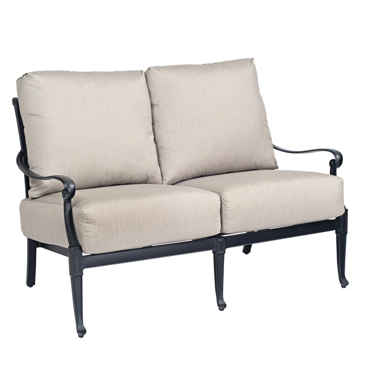 49.3'' Wide Metal Loveseat with Cushions, Canvas Bird's Eye Sunbrella® Canvas