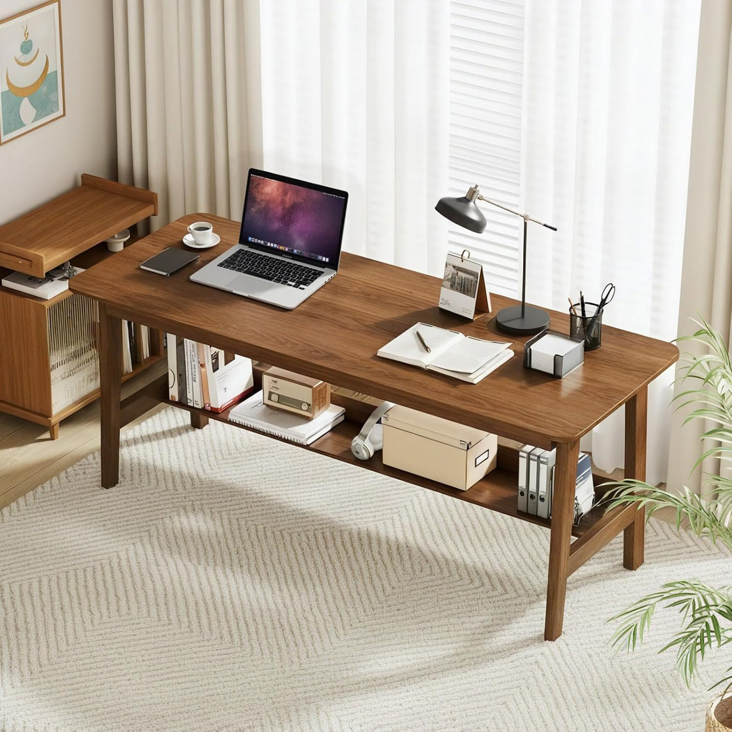 Latitude Run® 63'' Long Solid Wood Base Computer Writing Desk, 2 Person ...