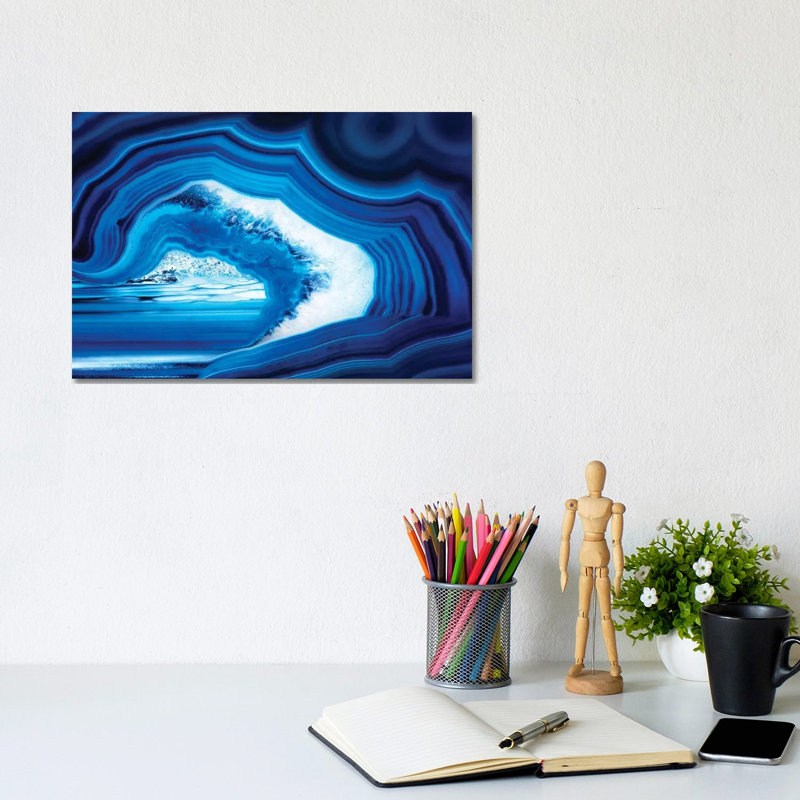 Slice Of Blue Agate by Philippe Hugonnard - Wrapped Canvas Gallery-Wrapped Canvas Giclée, 20.32 cm H x 30.48 cm W