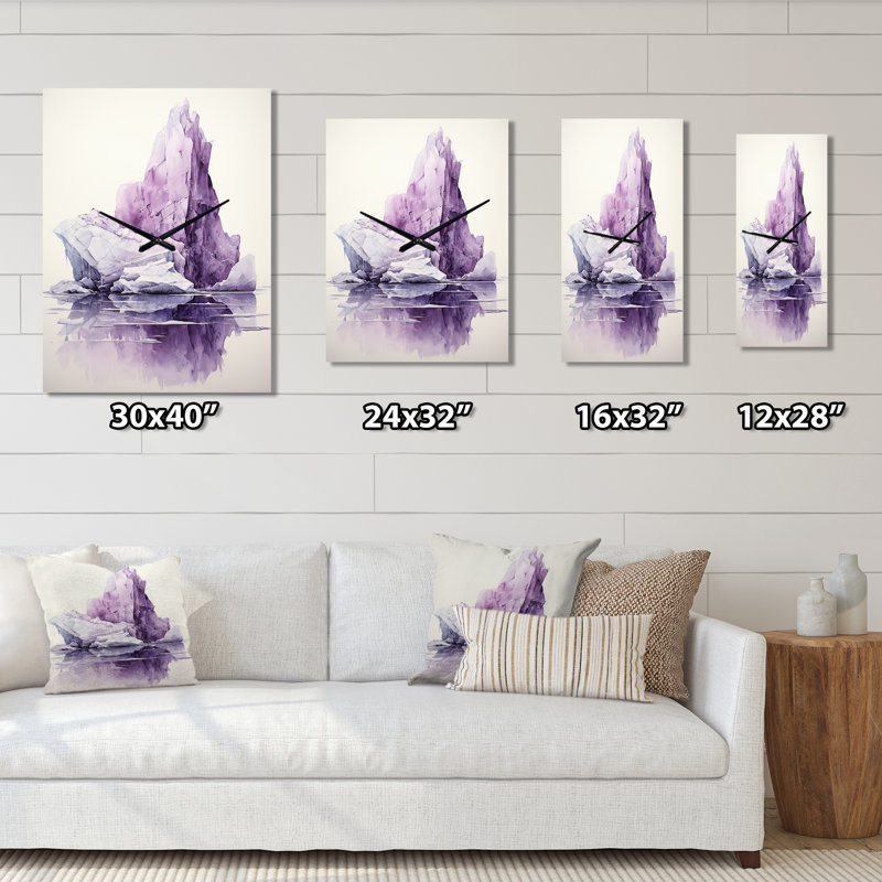 Horloge murale mauve Iceberg, Très grand