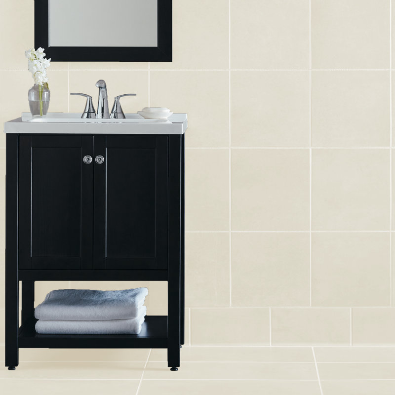 High Street 12'' W x 12'' L Porcelain Concrete Look Singular Tile, Cotton