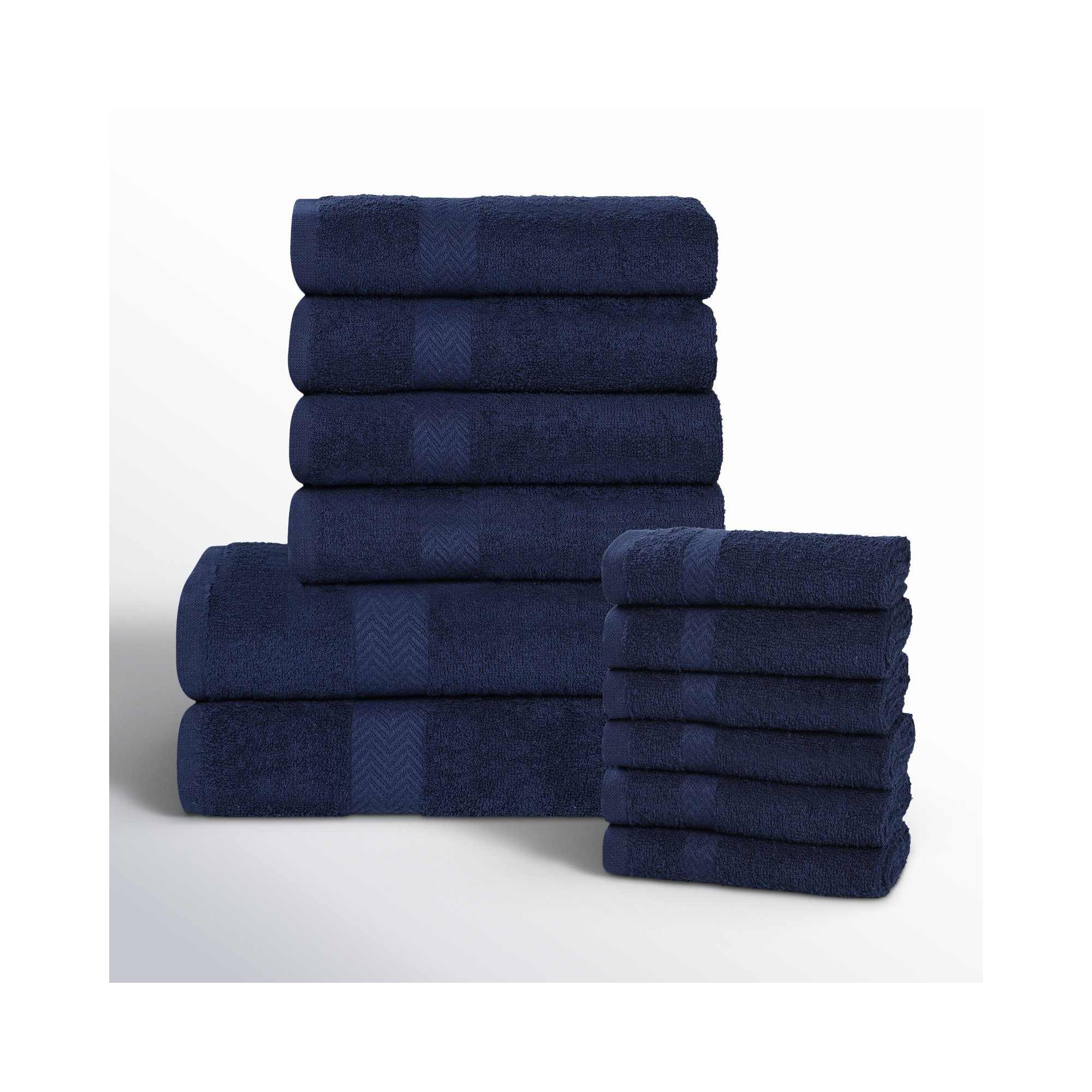 Jemma Eco-Friendly 12 Piece 100% Cotton Towel Set, Navy Blue