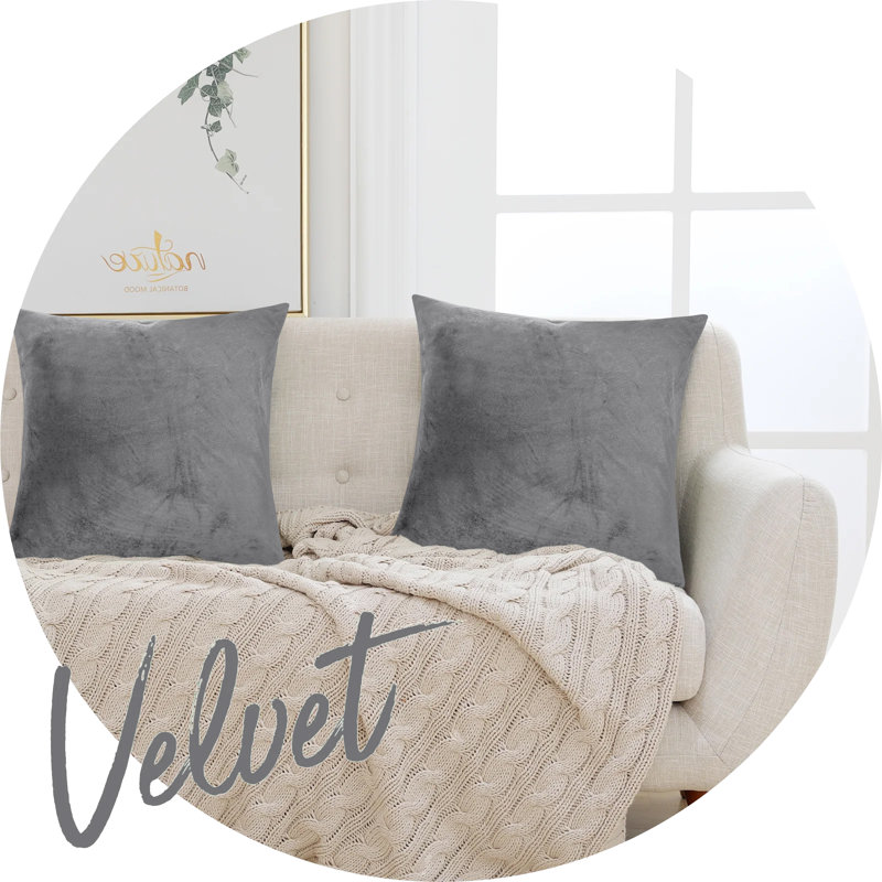Perfas Square Scatter Crushed Velvet Cushion Cover, Grey