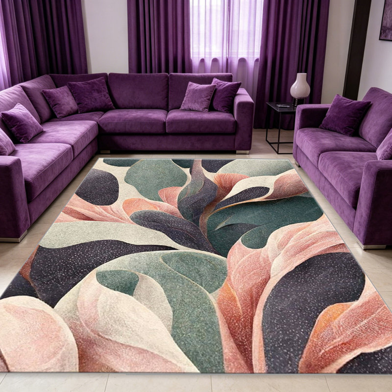 Muted Multi-Tone Abstract Floral carpet-easy to clean, machine-washable, soft and comfortable; suitable for door mats, kitchens, living rooms, bedrooms, corridors, and laundry areas. Easy to clean, durable carpet for home decoration.