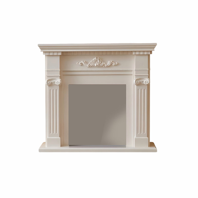 47.24"Modern White Carved Fireplace Mantel, 47.24"