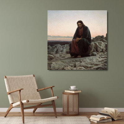 «Red Barrel Studio®», art graphique tendu sur toile tendue par la galerie «Kramskoi» d'Ivan: Christ dans le désert