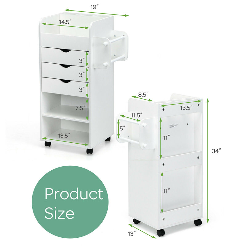 34'' H x 19'' W Utility Cart with Wheels