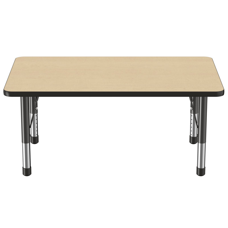 Table d'activité rectangulaire à hauteur réglable en forme de T, 36 po x 72 po, Érable / noir, Épais