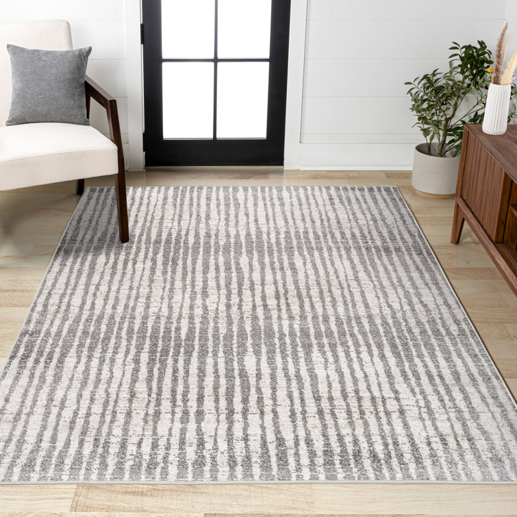 Tapis beige / gris foncé à rayures modernes Oconnor