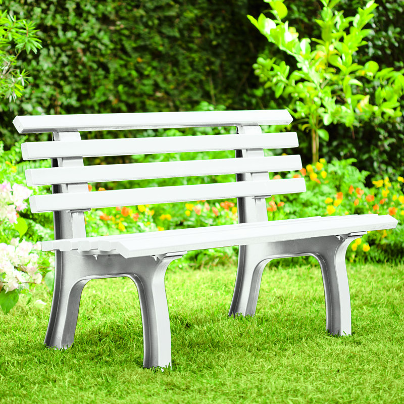 Banc de jardin 2 places en PVC résistant aux intempéries, blanc