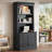 Sophisticated Tall Bookshelf with LED Lights and Versatile Storage Options-2121625593