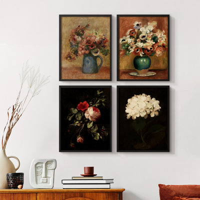 Vintage Floral Print CCCLIX Framed Print - Set of 4