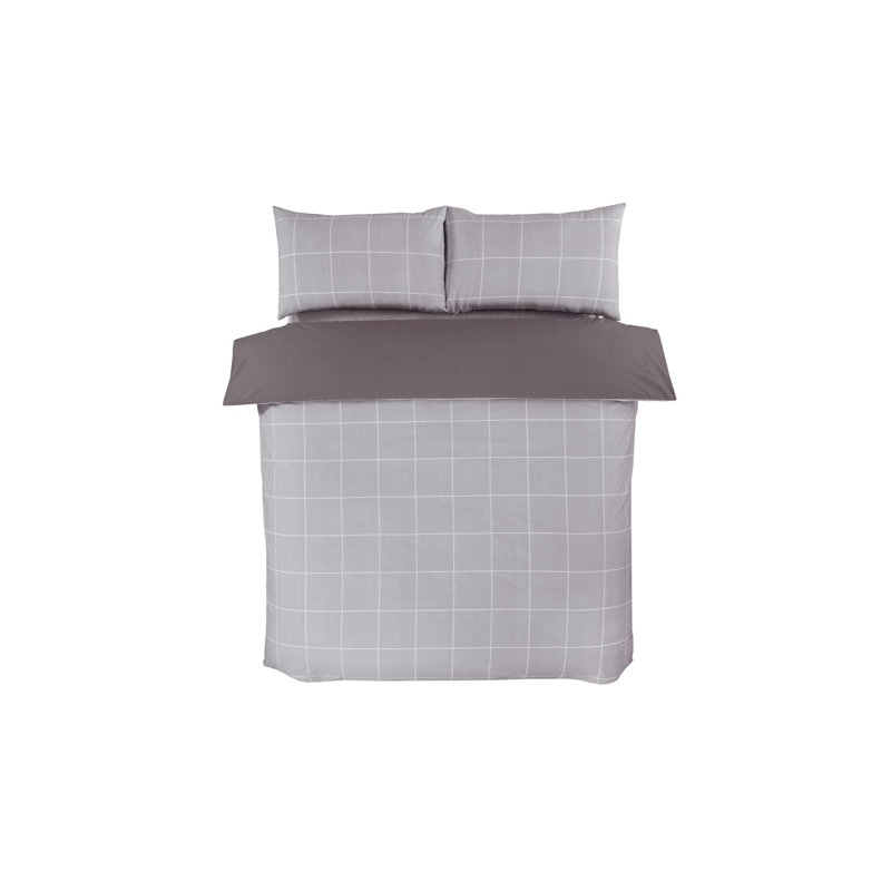 Polyester Chequered Duvet Cover Set with Pillowcases, Double - 2 Standard Pillowcases
