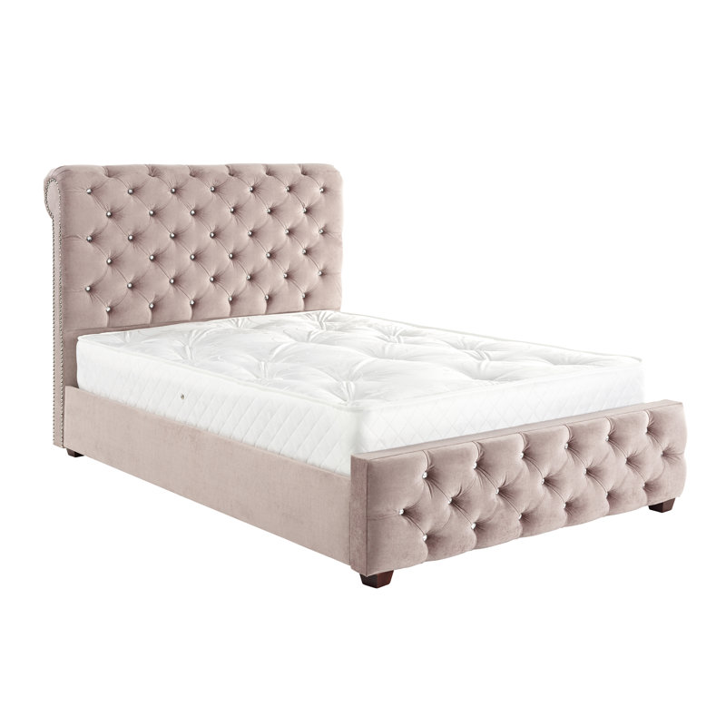 Joel Upholstered Bed, Double (4'6), Kensington Lilac