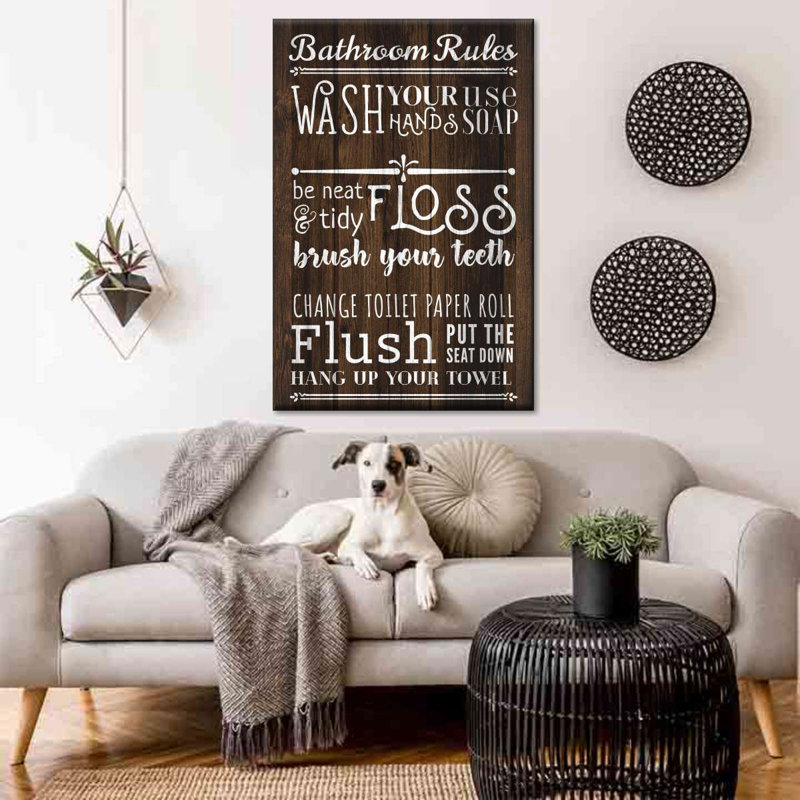 «Bathroom Humor Quotes», impression sur toile, H 48 po x l 32 po x P 1,25 po