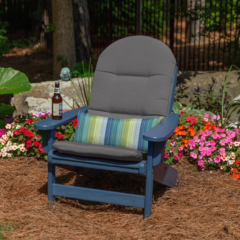 Casual Cushion Outdoor Adirondack Chair Cushion, Sunbrella Fade & Water Resistant for Adirondack Lawn & Patio Chairs, 20.5"W x 18"D, 2" thick; Back 20.5"W x 31"H, 2" thick, Reversible, Cast Slate