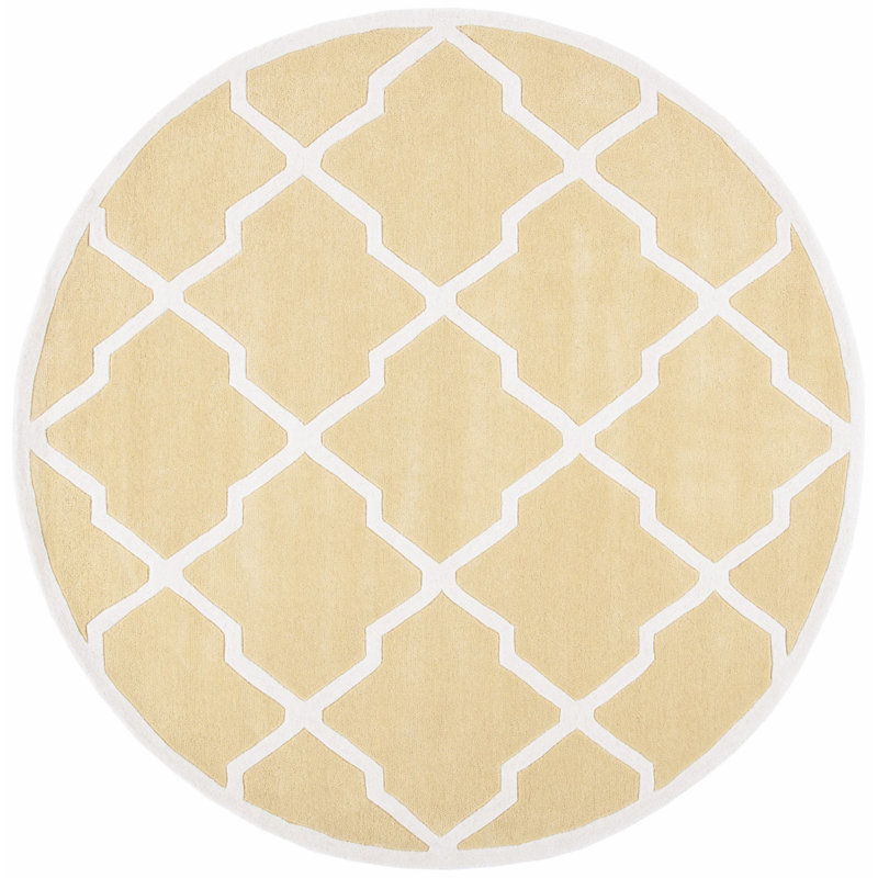 Carolene Hand Tufted Wool Geometric Rug, Round 7'