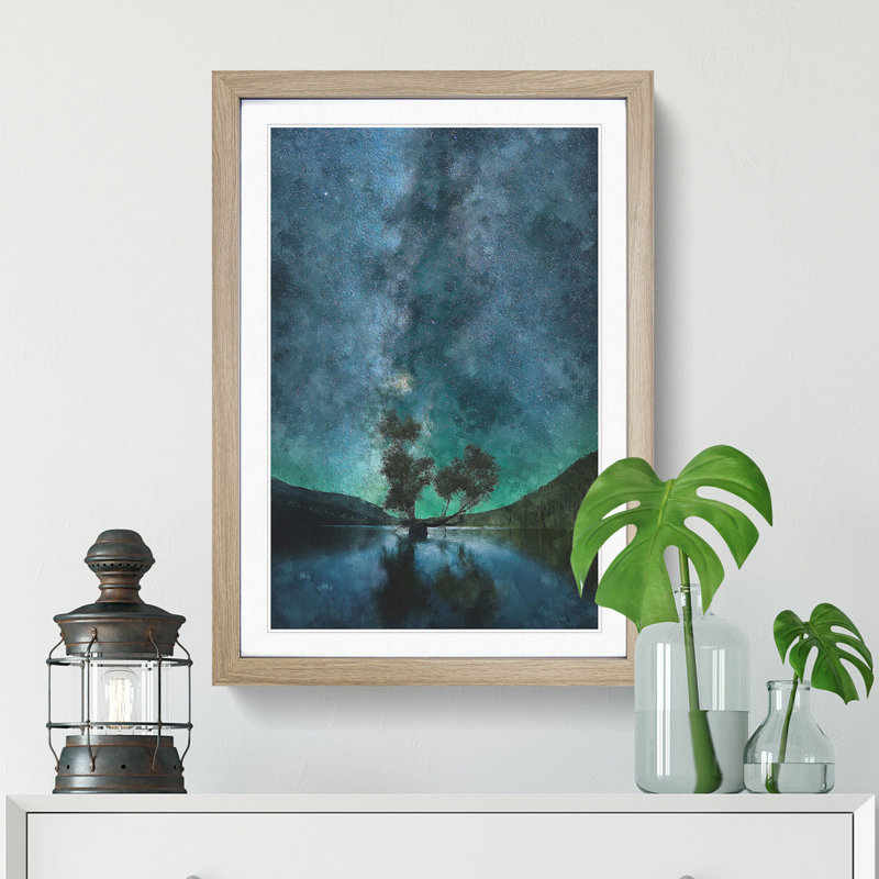Milky Way Above Washington - Picture Frame Painting Print, Oak Framed, 87cm H x 62cm W x 2cm D