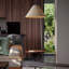 Blanc + brun noisette + tissu noir + bois massif + lampes sur pied sans fer