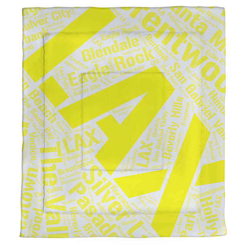 Housse de couette réversible simple de los angeles california, Microfibre, Grand, Noir