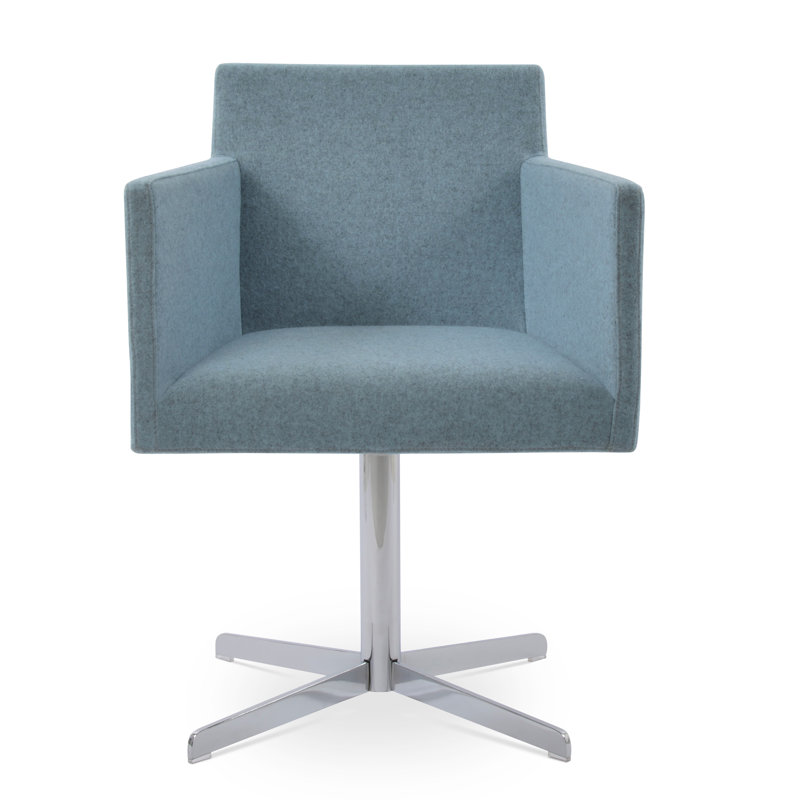 Harput 4 Star Swivel Arm Chair, Chrome, Camira Wool Smoke Blue