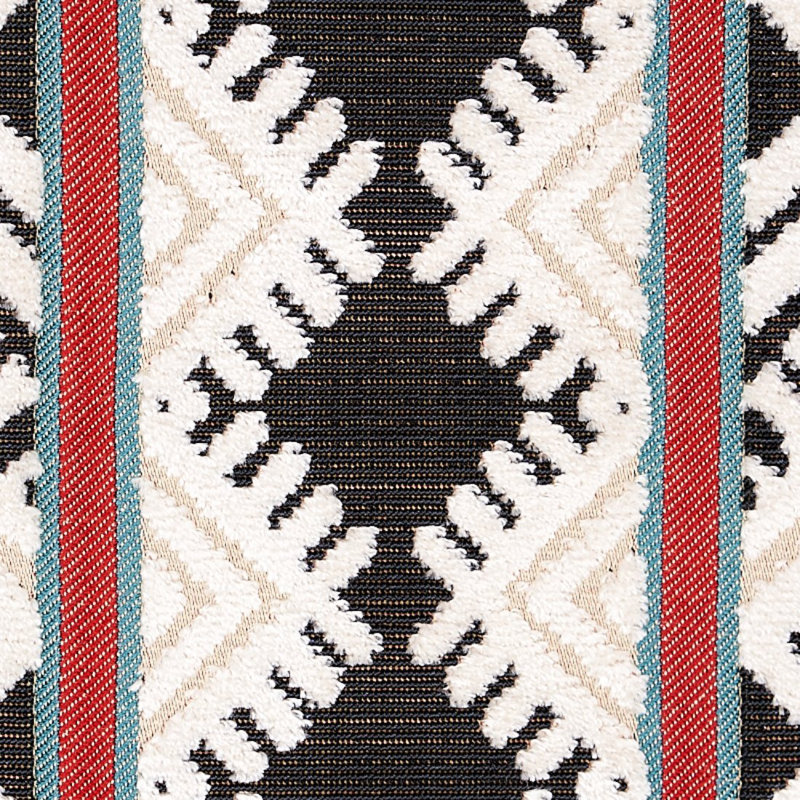 Tissu en velours Parvin, Noir et ivoire