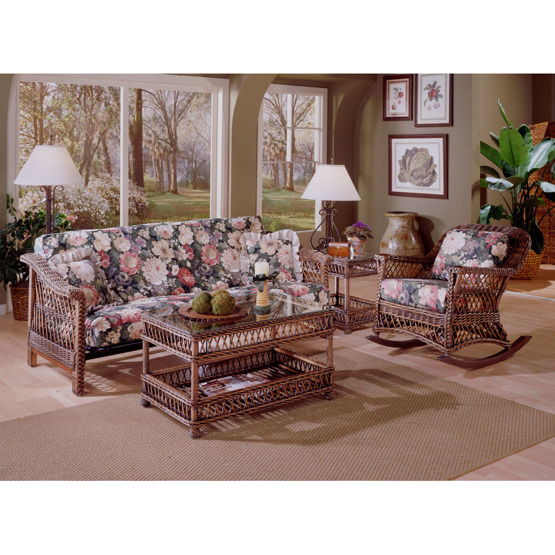 Rosado Glass Top Coffee Table, Brownwash