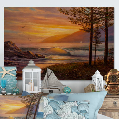 Morning Sunlight On The Sea Waves - Décoration murale nautique et côtière en toile