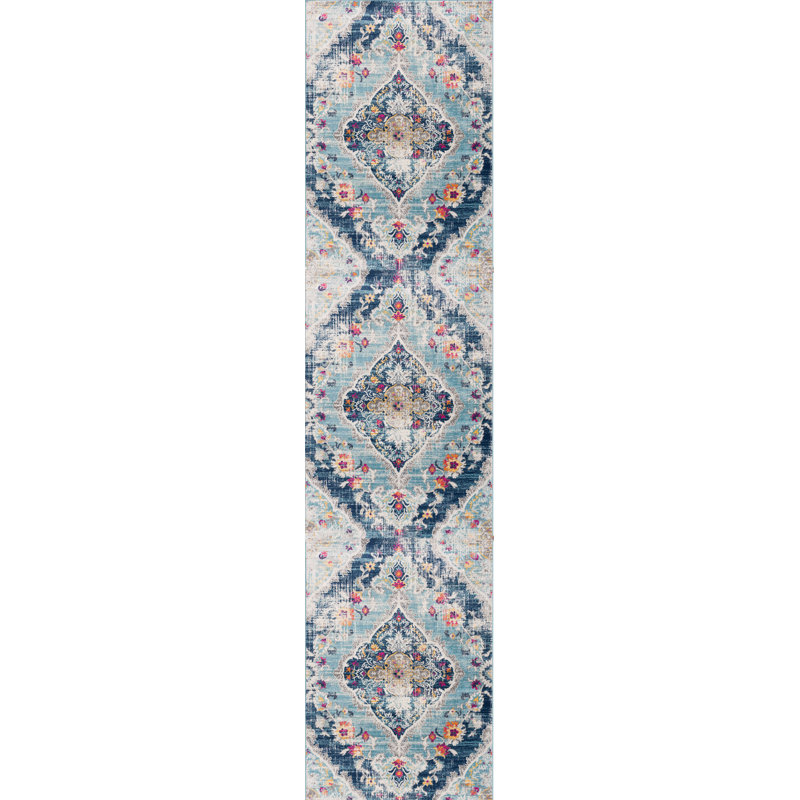 Kymiere Abstract Blue Area Rug, Runner 2'3" x 30'