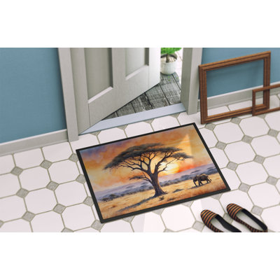 Elephants Savanna Sunrise Doormat