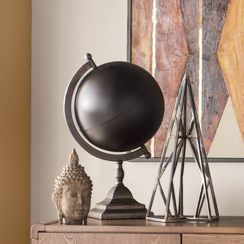 Sleek Industrial Black Iron 20" Decorative Globe