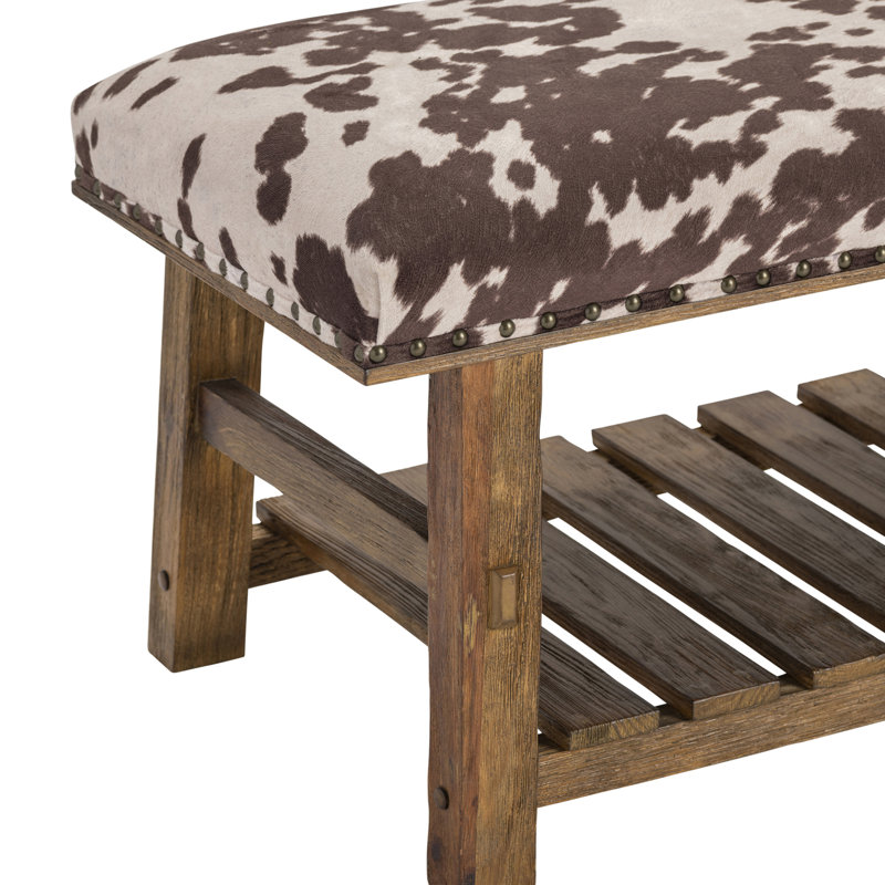 Rego Faux Cowhide Upholstered Storage Bench