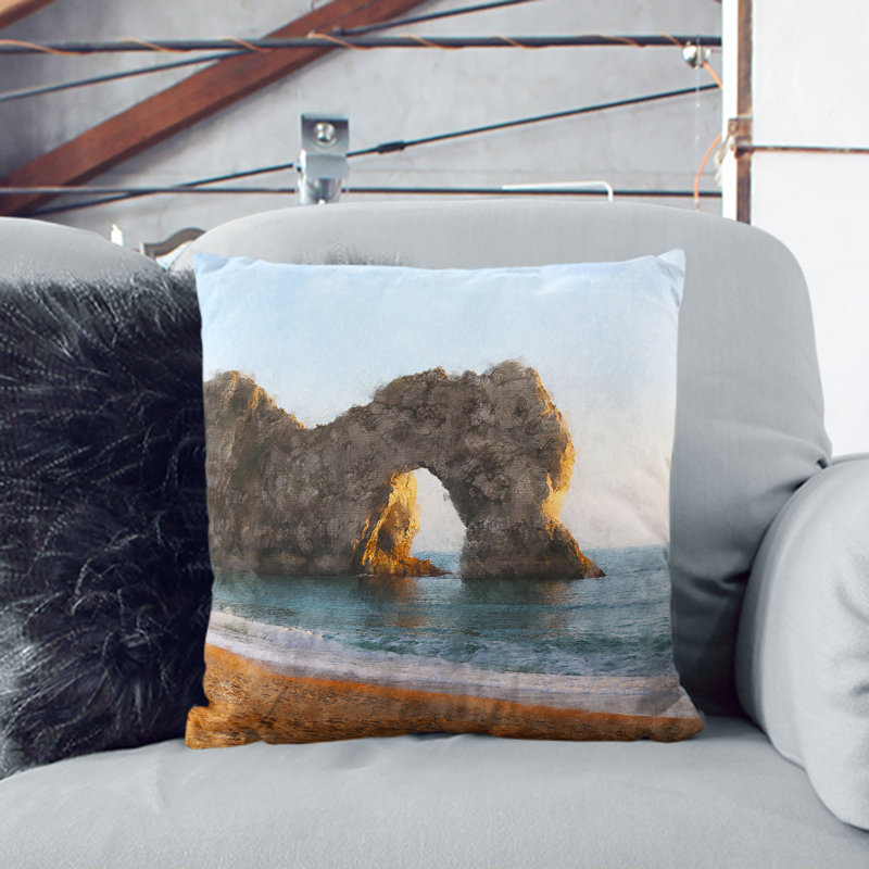 Square Cushion, 55cm H x 55cm W x 20cm D, Grey/Blue/Brown
