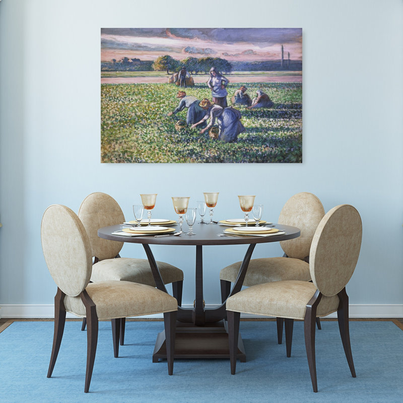 Impression sur toile, "Cueillette de pois", paysage abstrait classique, H 32 po x l 48 po