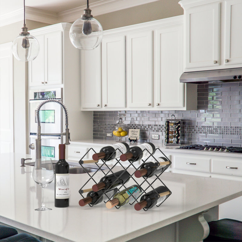 Enrikas 10 Bottle Tabletop Wine Bottle Rack, Black